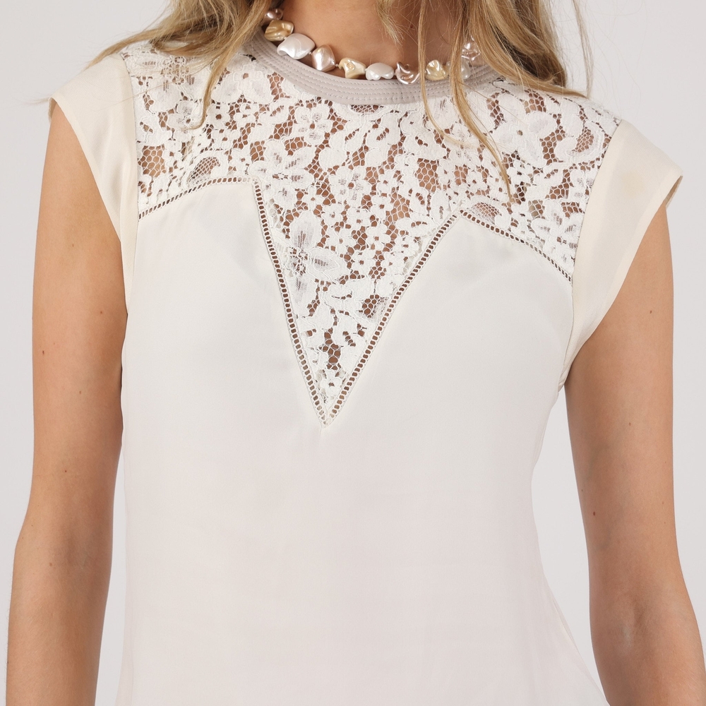NWT Rebecca Taylor Cream Lace Top Size 4
